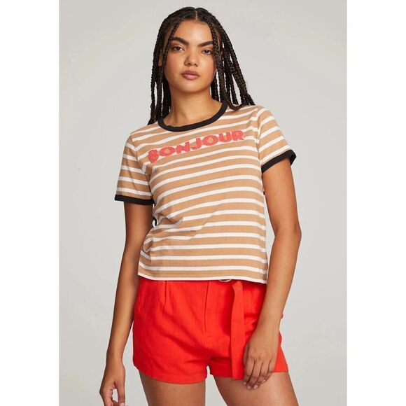 NWT Chaser Bonjour Stripe Tee - Size: XS - Picture 1 of 8